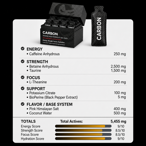 CARBON SAVAGE • Pre-Workout • Gel-Pack PRE-ORDER